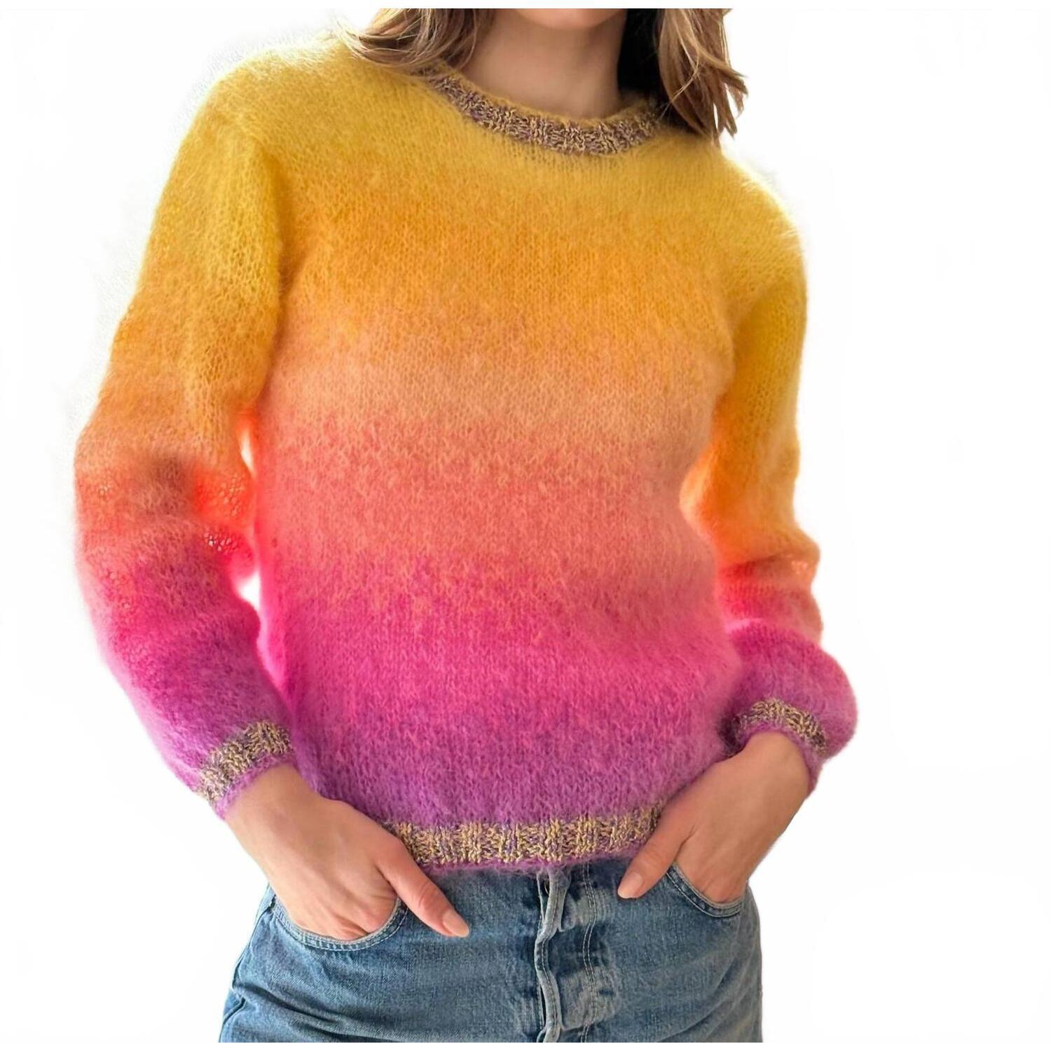 New Rose Carmine O Tie & Dye Sweater In Multi